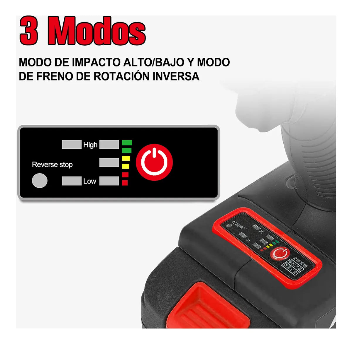 Llave De Impacto Inalámbrica Sin Escobilla Rojo - Potente Taladro Eléctrico - Metacompras