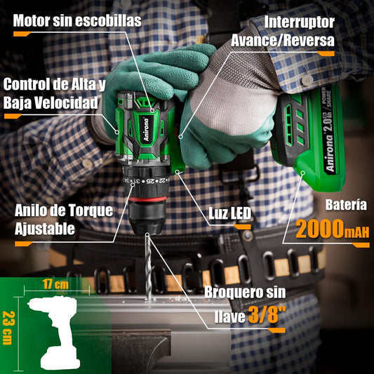 Taladro Rotomartillo Inalámbrico 20v Sin Carbones - Potente y Eficiente - Metacompras