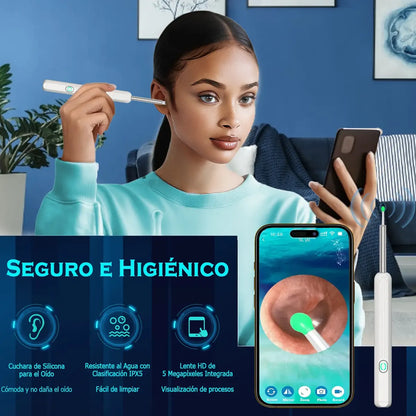 Limpiador de Oídos Inteligente con Cámara HD y Luz LED para Seguridad
