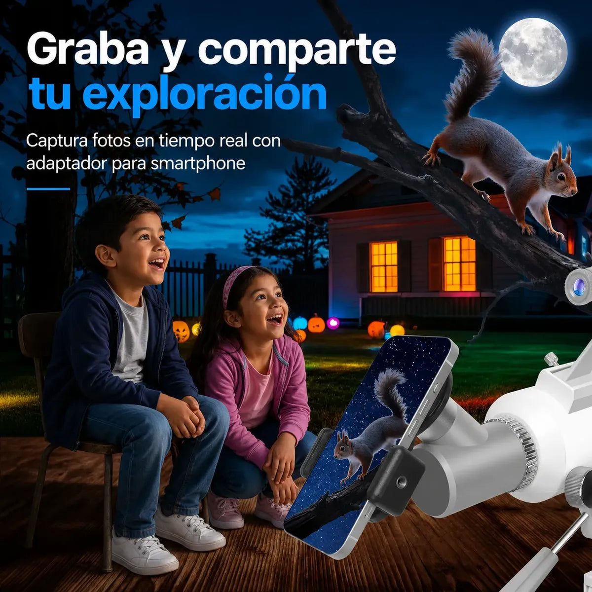 Telescopio 80mm con Mochila y Soporte para Celular - Exploración Astronómica Familiar