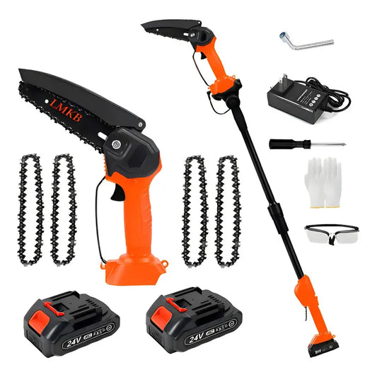 Motosierra Eléctrica Inalámbrica 2 en 1 con Pértiga y 2 Baterías - Kit Completo