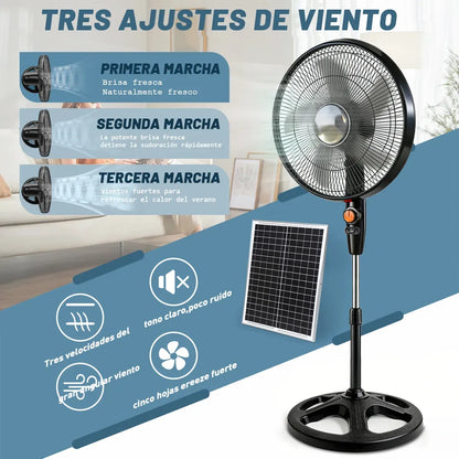 Ventilador Solar Recargable 20000mAh Silencioso y Potente