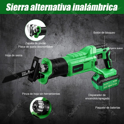 Sierra Alternante Inalámbrica 2700RPM con Kit Completo de 8 Hojas