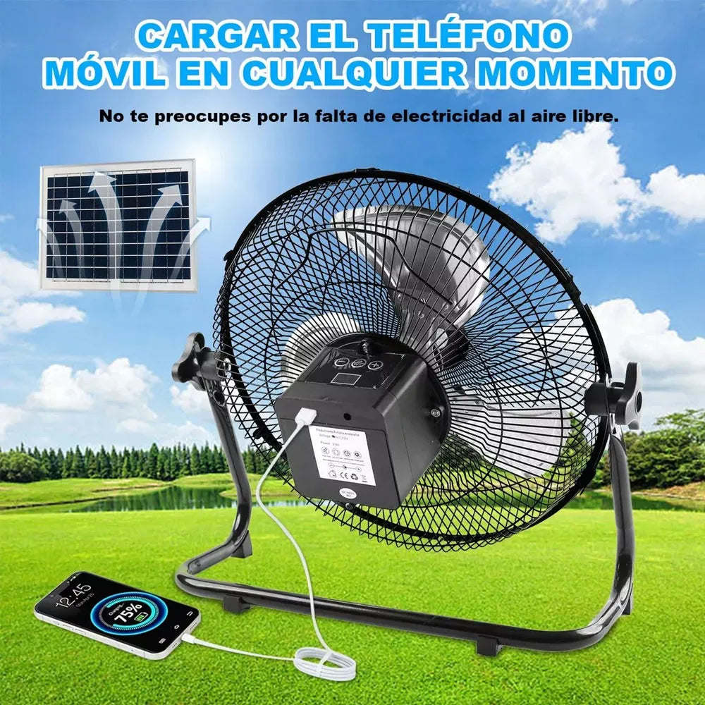 Ventilador Industrial Solar 10000 Mah 30.48 Cm Plástico Eficiente - Metacompras
