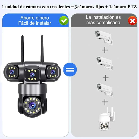 Cámara de Seguridad 360° 20MP con Visión Nocturna y Detección de Movimiento