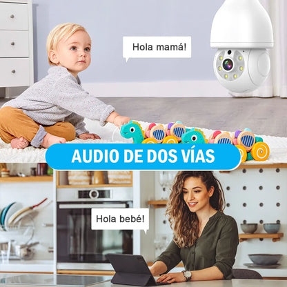 Foco con Cámara de Seguridad Wifi 2MP, Audio Bidireccional y Visión Nocturna - Metacompras