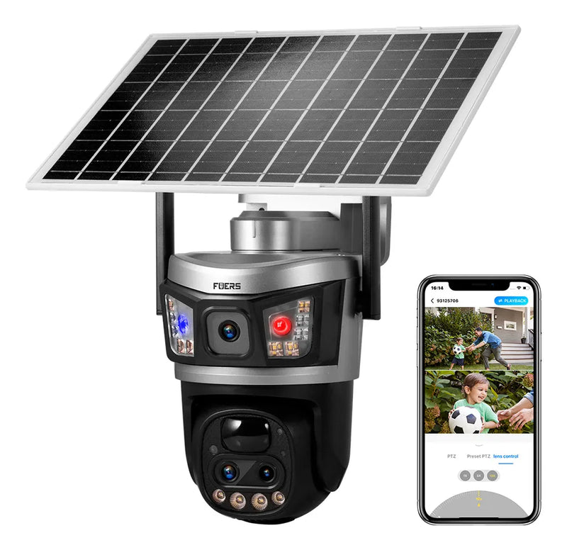 Cámara de Seguridad Solar Wifi Exterior 6MP con Visión Nocturna 360°