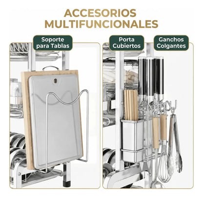 Escurridor de Trastes Multifuncional de 3 Niveles para Cocina - Metacompras