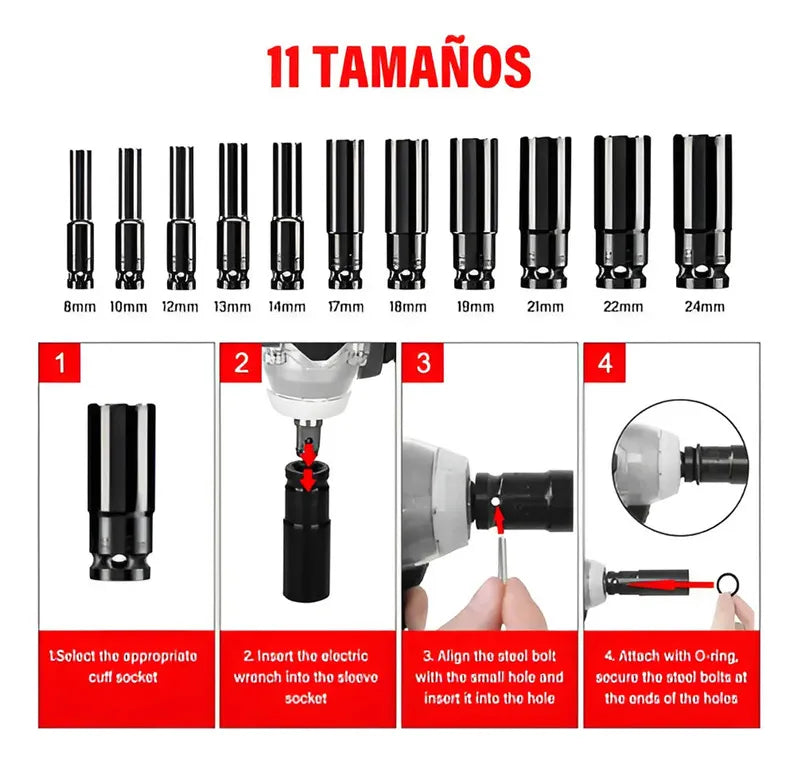 Kit Completo de Llave de Impacto Inalámbrica 1600nm con 2 Pilas Amarillo - Metacompras