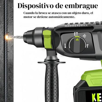 Martillo Rotativo Inalámbrico 1000W con 2 Baterías y Cargador Rápido