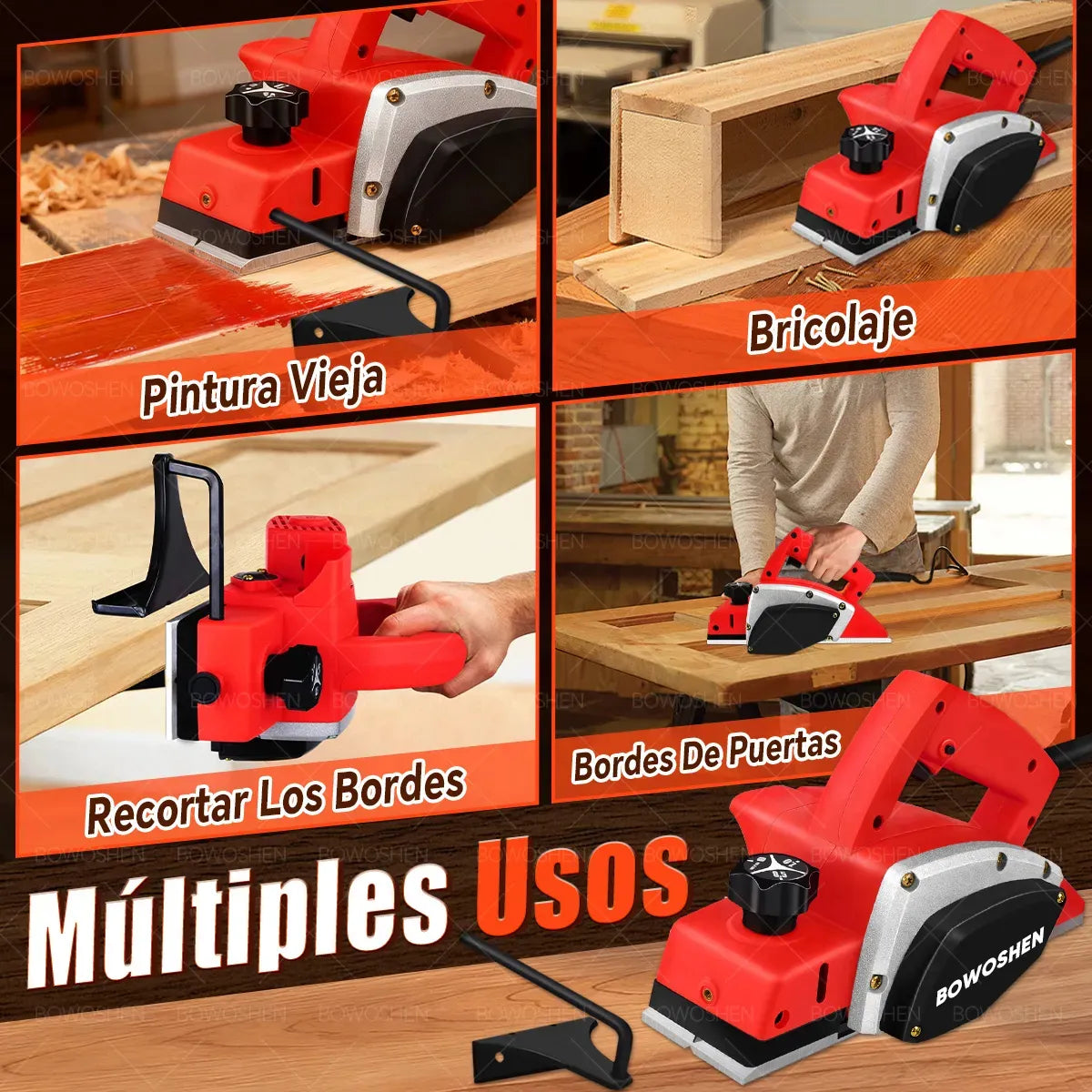 Cepilladora Eléctrica Profesional para Madera - Kit Completo Rojo - Metacompras