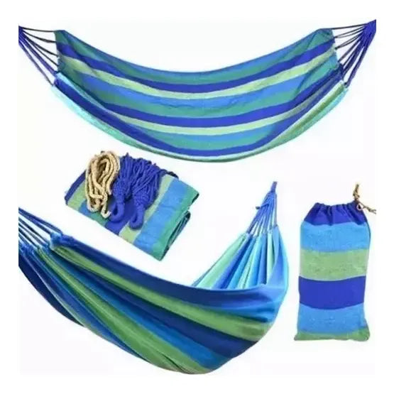 Hamaca de Algodón para Jardín y Camping con Kit de Instalación