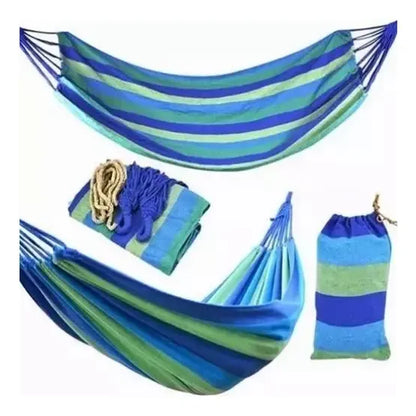 Hamaca de Algodón para Jardín y Camping con Kit de Instalación