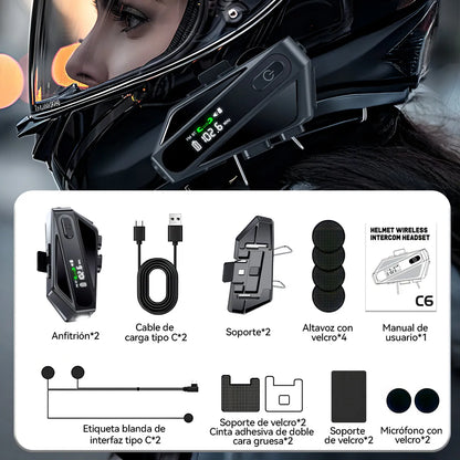 Intercomunicadores Bluetooth para Moto - Alcance 800m, IPX7, 2 Piezas