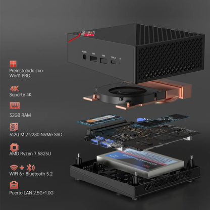 Mini Gaming PC AMD R7 7730U 32GB RAM 1TB SSD - Rendimiento Superior