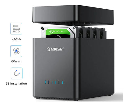Caja para Discos Duros 5 Bahías USB 3.0 3.5" Capacidad 32TB - Metacompras