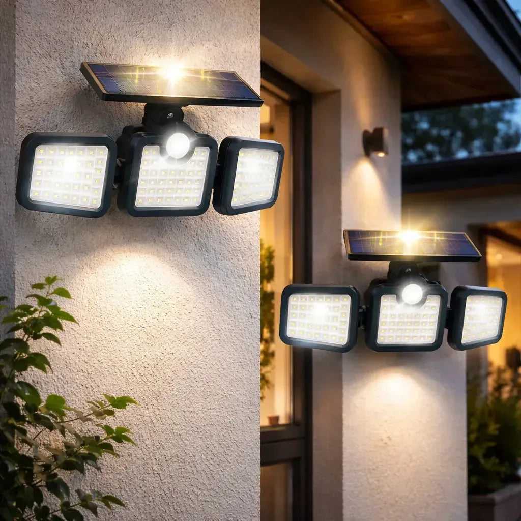 Kit de 2 Lámparas Solares LED para Paredes Exteriores con Sensor