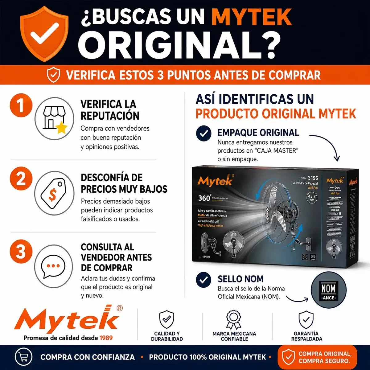 Mytek 3392 Pedestal Fan - 3 Speeds and Adjustable Oscillation