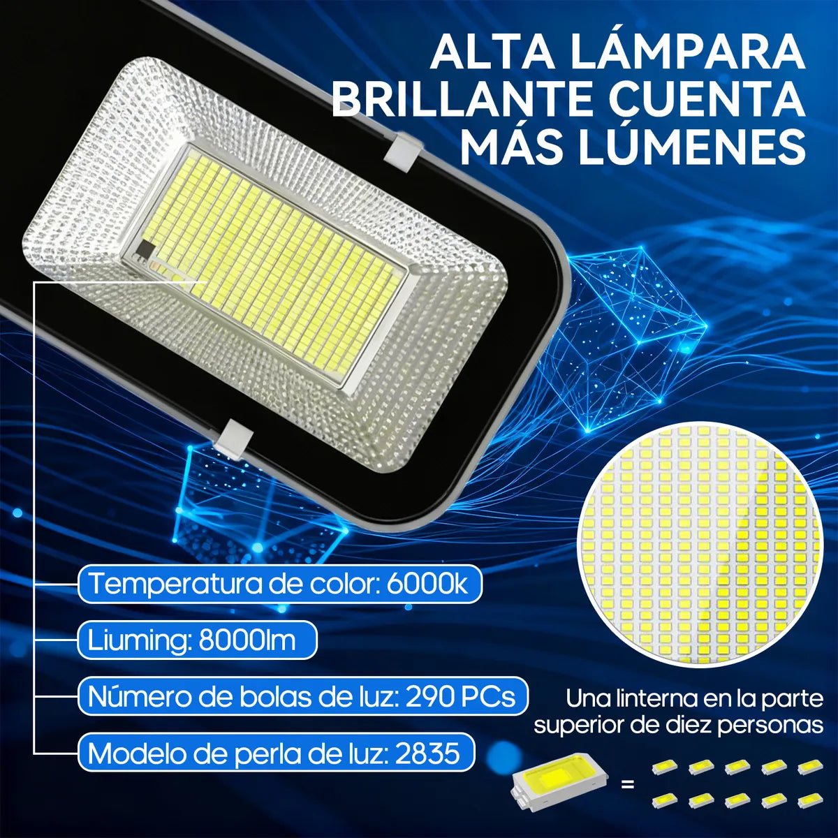 Lámpara LED Solar 300W para Iluminación Exterior Eficiente - Metacompras