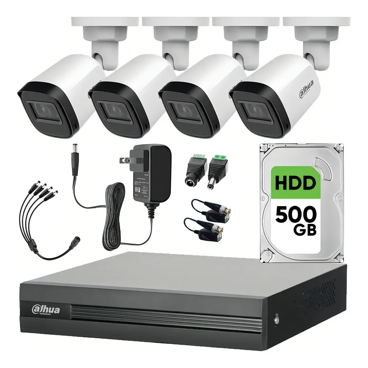 Kit de Videovigilancia con 4 Cámaras 2MP y Disco Duro de 500GB