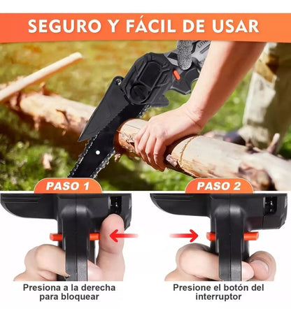 Motosierra Inalambrica 8 pulgadas con Luz LED y Batería de Larga Duración