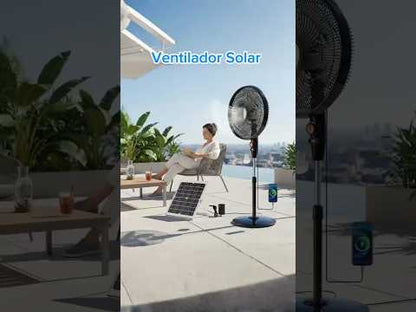 Ventilador Solar Recargable 20000mAh Silencioso 3 Velocidades Portátil