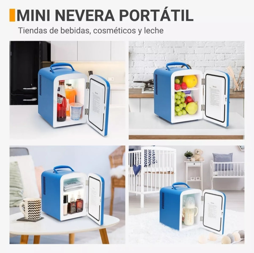 Living Enrichment Mini nevera para el cuidado de la piel de 4 litros,  refrigerador pequeño portátil para cuidado de la piel, bebidas, alimentos