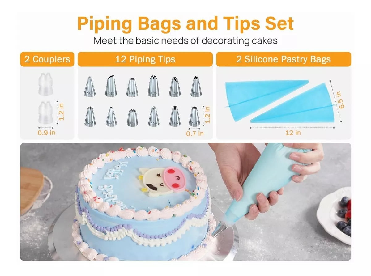 Base Giratoria Pasteles O Reposteria Acero Inoxidable Kit 22 - Metacompras