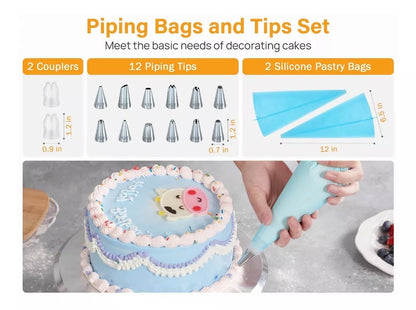Base Giratoria Pasteles O Reposteria Acero Inoxidable Kit 22 - Metacompras