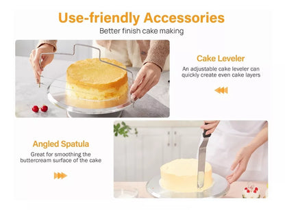 Base Giratoria Pasteles O Reposteria Acero Inoxidable Kit 22 - Metacompras