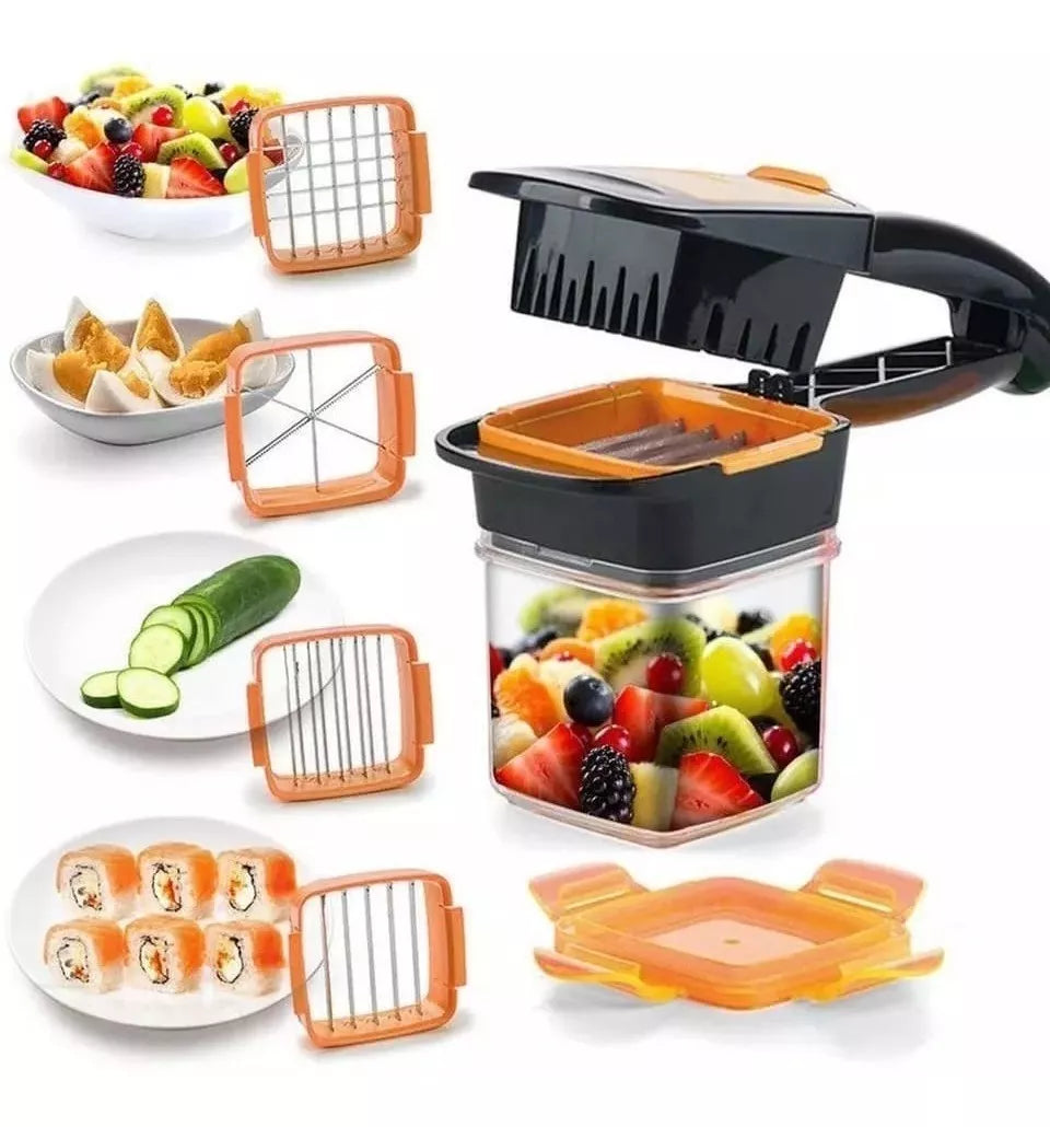 Rebanador Cortador Frutas Verduras 7 Piezas 5 En 1 De Mano - Metacompras