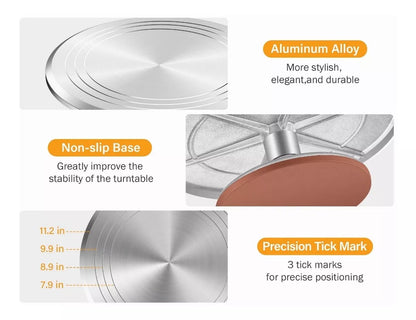 Base Giratoria Pasteles O Reposteria Acero Inoxidable Kit 22 - Metacompras