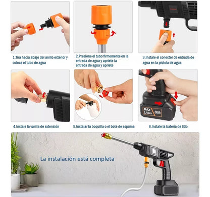 Inalámbrica Hidrolavadora/pistola Lavado Coche /2 Pilas 36v - Metacompras