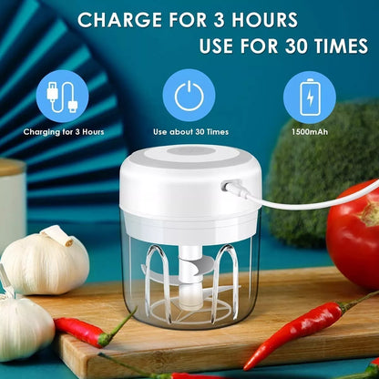 Picador Cortador Verdura Eléctrico, Molinillo De Ajo 250ml - Metacompras