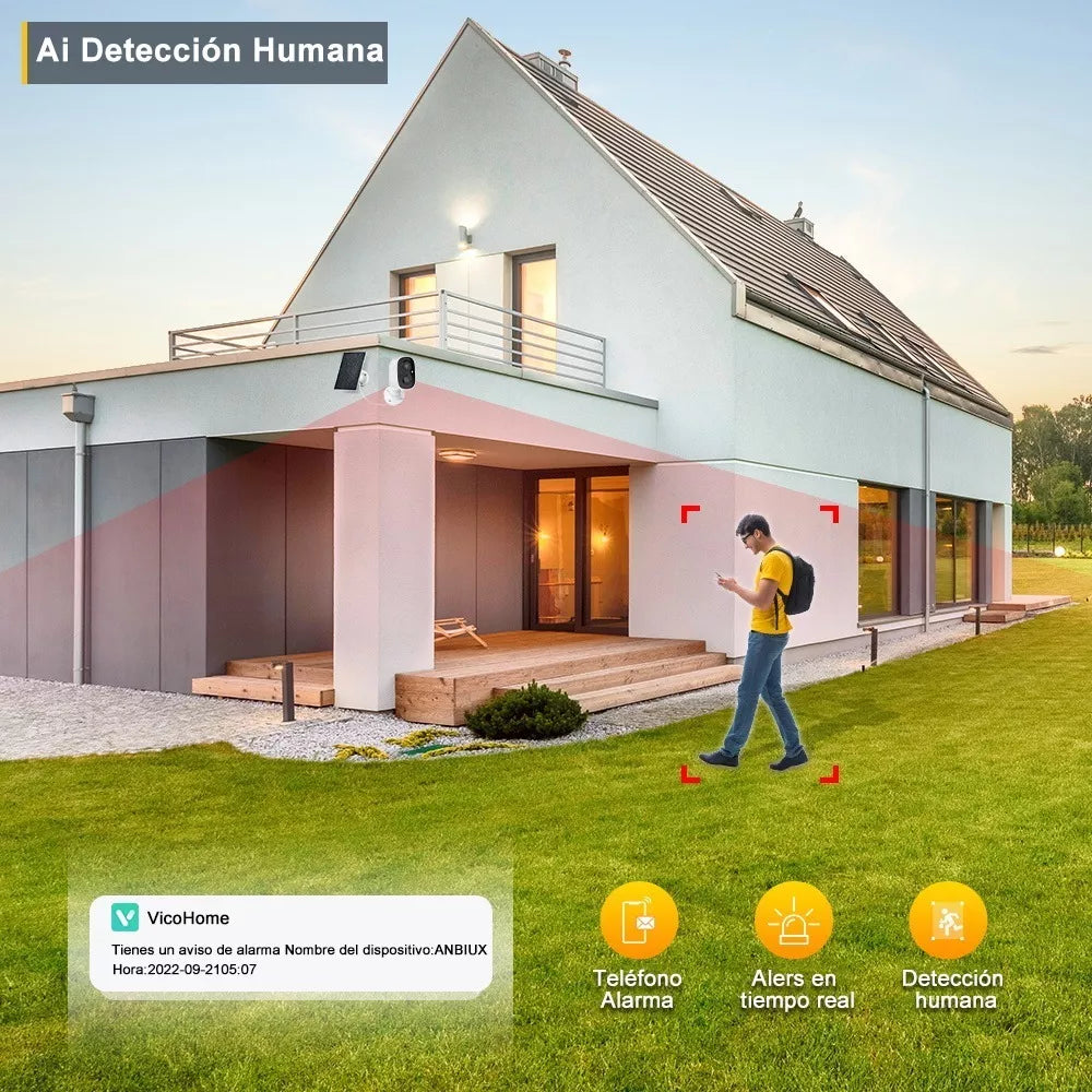 Cámara De Seguridad Wifi Recargable Solar - Metacompras
