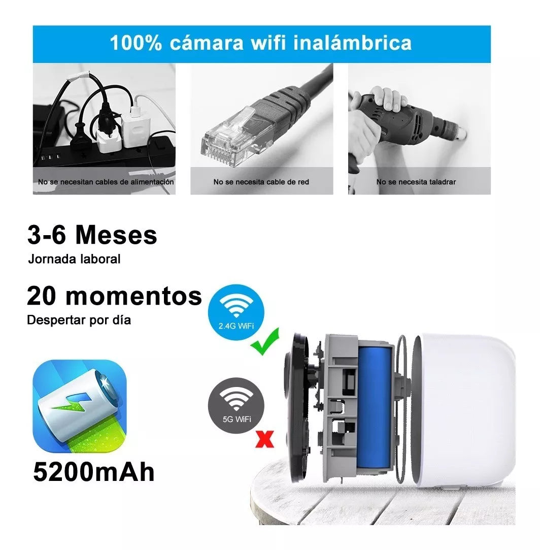 Cámara De Seguridad Wifi Recargable Solar - Metacompras