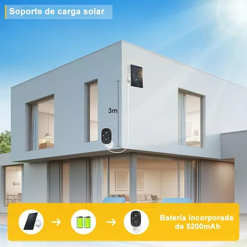 Cámara De Seguridad Wifi Recargable Solar - Metacompras