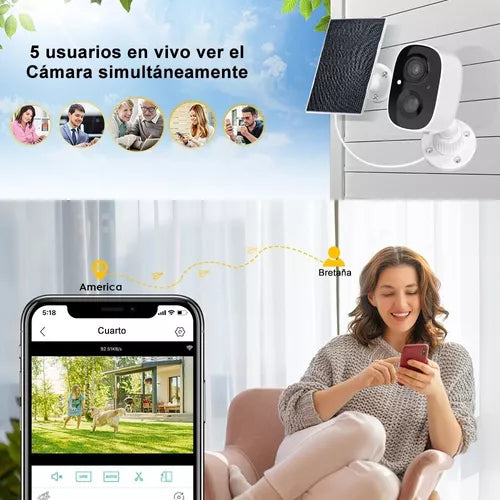 Cámara De Seguridad Wifi Recargable Solar - Metacompras