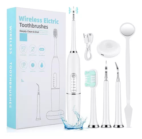 Cepillo de Dientes Eléctrico Recargable Ultrasónico IP7 con 3 Cabezas de Limpieza
